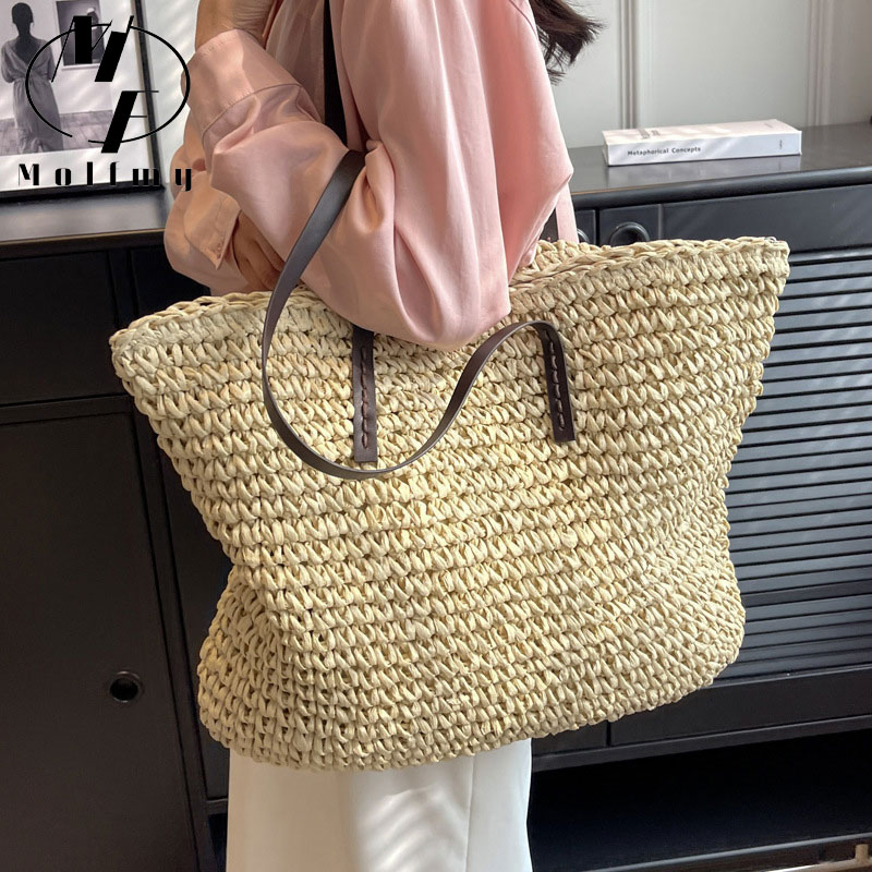 القش المنسوجة حمل الحقائب عارض - مراجعة Linen Bag Bulk وسعره