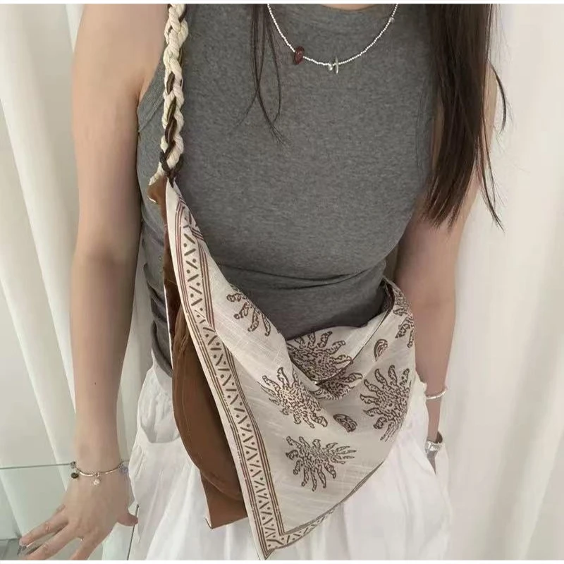 حقيبة كتف بوهيمية مثلثة الشكل، - مراجعة Linen Bag Bulk وسعره