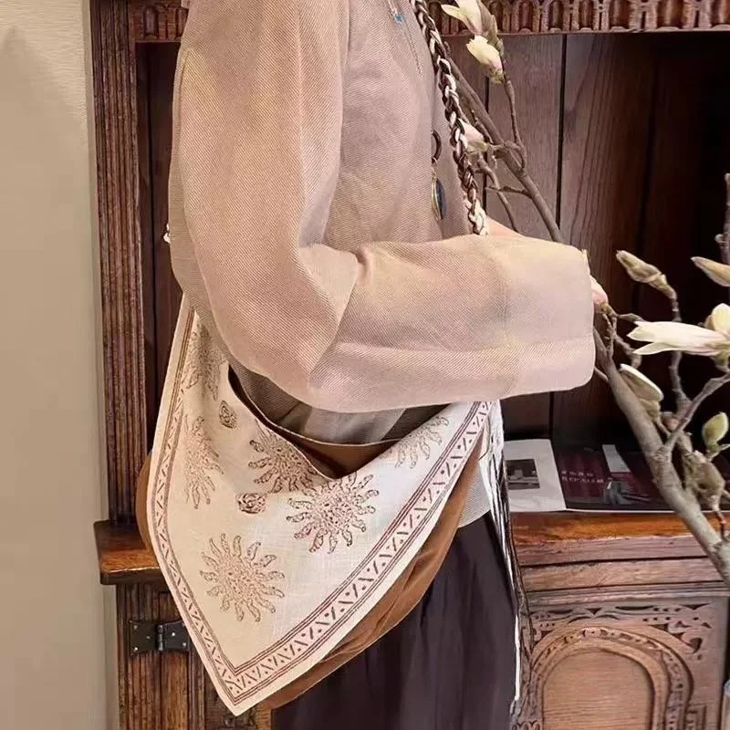 حقيبة كتف بوهيمية مثلثة الشكل، - مراجعة Linen Bag Bulk وسعره