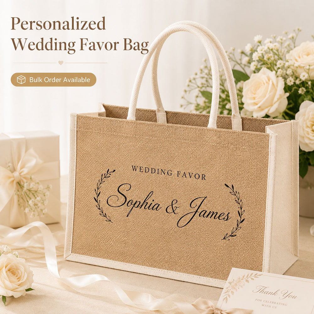 حقيبة هدايا زفاف مخصصة بأسماء  - مراجعة Linen Bag Bulk وسعره