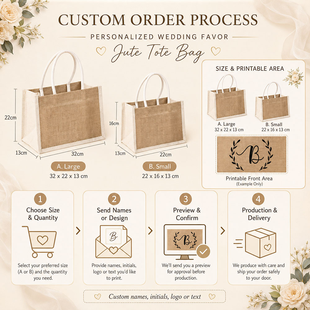 حقيبة هدايا زفاف مخصصة بأسماء  - مراجعة Linen Bag Bulk وسعره